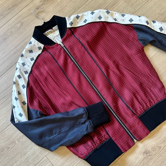 Rag & Bone Silk Print Bomber Jacket with Banded Trim US 4 - Picture 5 of 10